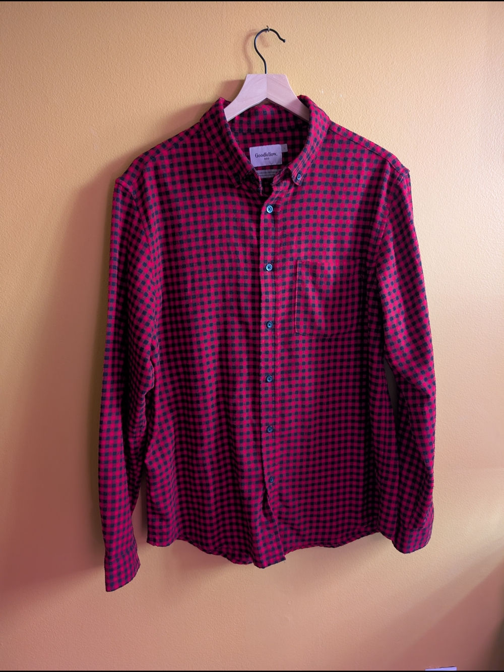 Goodfellow & Co Red and Black Check Button-Down Shirt